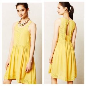 Anthropology Lilka yellow eyelet Matepe Dress
